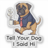 面白いマスティフ犬のビジネススーツコーヒー シール (正面)