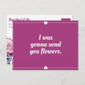 面白いマゼンタハートボーダー ポストカード (正面/裏面)