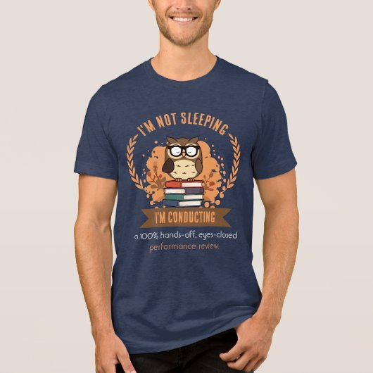 面白いマネージャー フクロウの業績評価 トライブレンドTシャツ (正面)