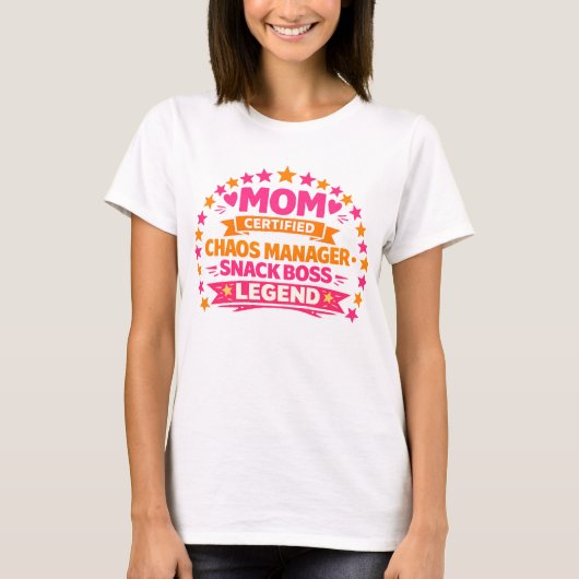 面白いママTシャツ - 認定カオスマネージャー スナックボー Tシャツ (正面)