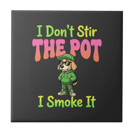 面白いマリファナ犬ストーナー タイル (正面)