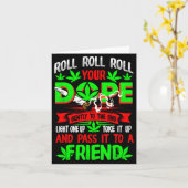 面白いマリファナTシャツ、恋人と一緒にジョイントを巻く、友達と喫煙、ショート カード (黄色い花)