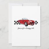 面白いミッドライフ ヴィンテージ レッド カー 50歳の誕生日 招待状 (裏面)