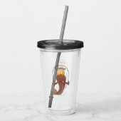 面白いミドリフグ飛び跳ねるアニメ アクリルタンブラー (裏面)