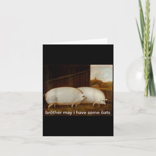 面白いミームお兄さん、オーツ麦を少し分けてもらえますかTシャツ カード (正面)