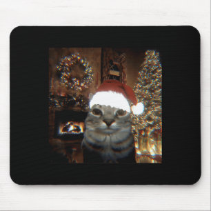 面白いミーム猫のセルフィー クリスマス Xmas ライト マウスパッド