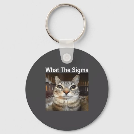 面白いミーム猫 Sigmaって何? かわいい猫ミーム 引用 キーホルダー (正面)
