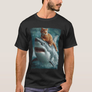 面白いミーム 私は猫が好き 私はサメが好き 不思議 Tシャツ