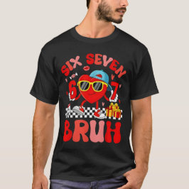 面白いミーム 67 六 七 Bruh バレンタイン ハート 幼児 Tシャツ