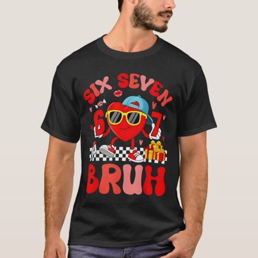 面白いミーム 67 六 七 Bruh バレンタイン ハート 幼児 Tシャツ (正面)