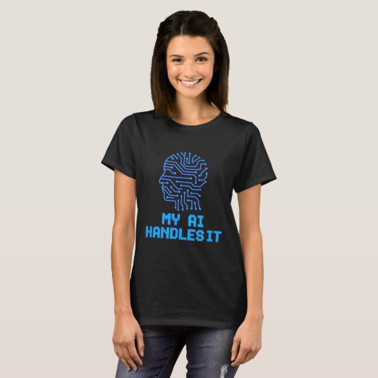 面白いミーム AI が処理 人工ロボットユーモア Tシャツ (正面フル)