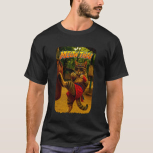 面白いムエタイ猫ニャームエタイ猫のミーム Tシャツ