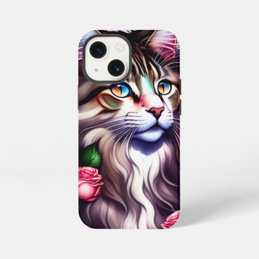 面白いメインクーンの猫の顔 iPhoneケース (裏面)