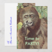 面白いメェーゴリラパーティーの招待状 招待状 (正面/裏面)