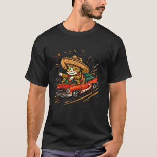 面白いメキシコ風の「Tacocat」後ろ向きに綴ったレーシングカー Tシャツ