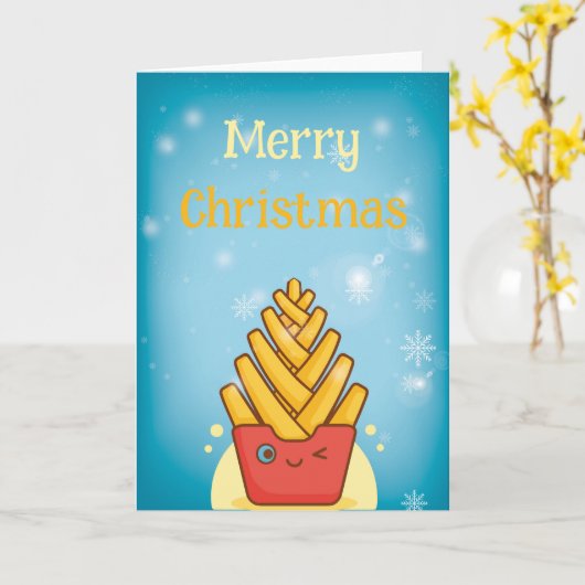 面白いメリークリスマス折りたたみグリーティングカード カード (黄色い花)