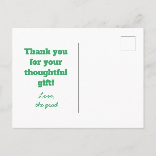 面白いモダンなタイポグラフィーの卒業感謝メッセージ ポストカード (裏面)