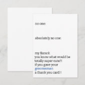 面白いモノクロ シンプルな仲人 No One ミーム サンキューカード (正面/裏面)