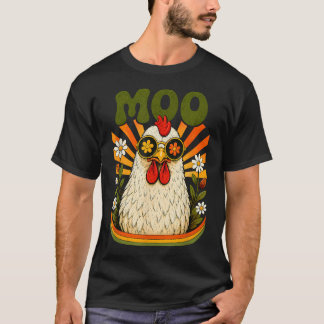 面白いモーモーにわとり農場の動物 Tシャツ