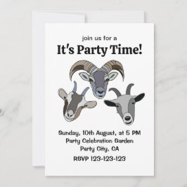 面白いヤギのアニマルデザインの招待状 招待状