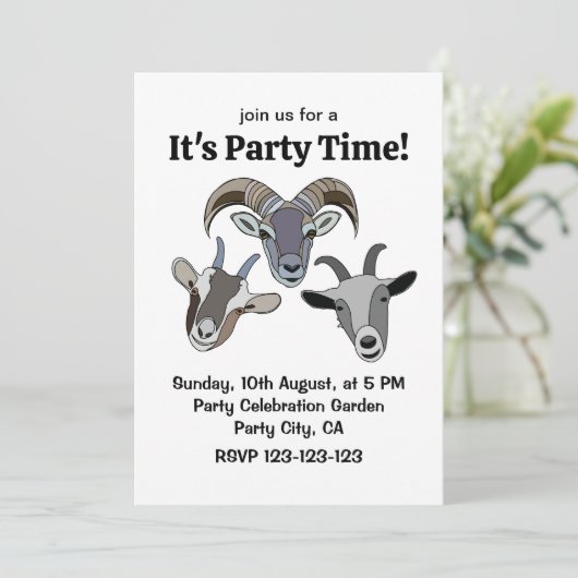 面白いヤギのアニマルデザインの招待状 招待状 (スタンド正面)