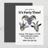 面白いヤギのアニマルデザインの招待状 招待状 (正面/裏面)