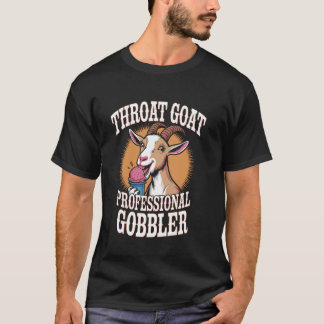 面白いヤギのミーム アイスクリームを舐めるデザイン Tシャツ