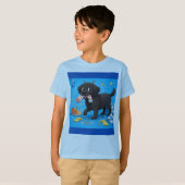 面白いヤギ犬が何でも食べる子供用Tシャツ | ライト Tシャツ (正面フル)