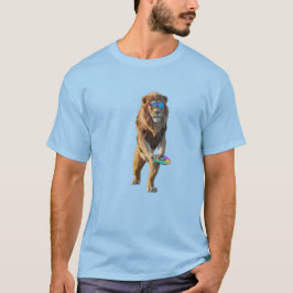 面白いライオンのディスクゴルフ Tシャツ