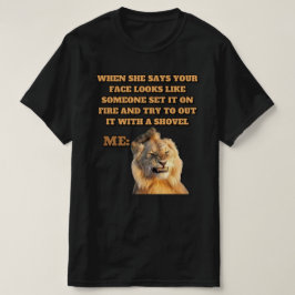 面白いライオンのミームTシャツデザイン Tシャツ