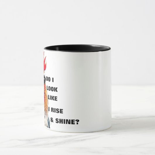 面白いライズ&シャイングリピーモーニングのルースターユーモア マグカップ (中央)