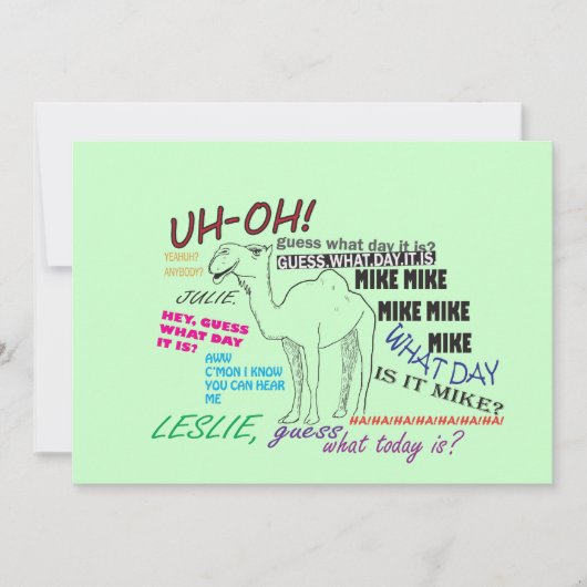 面白いラクダのこぶの日お誕生日 招待状 (正面)