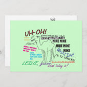 面白いラクダのこぶの日お誕生日 招待状 (正面/裏面)