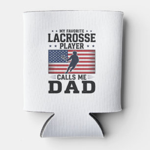 面白いラクロスの父アメリカ国旗ビンテージTシャツデザイン 缶クーラー