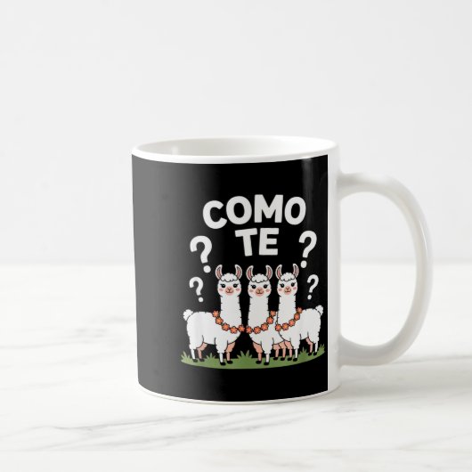面白いラマの花のガーランド、como te クエスチョンマーク F コーヒーマグカップ (右)