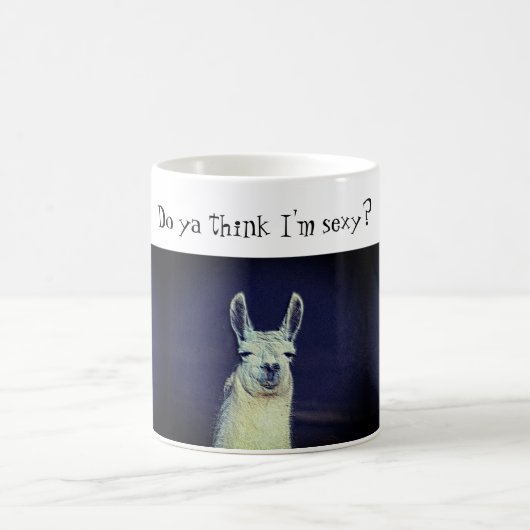 面白いラマの顔の動物 コーヒーマグカップ (中央)