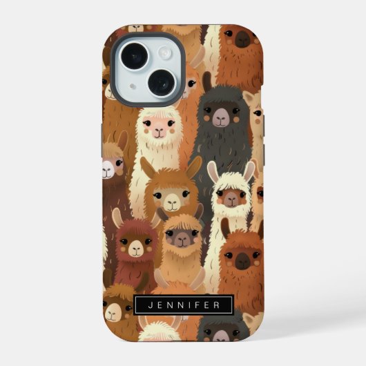 面白いラマのiPhoneケース iPhone 15ケース (裏面)
