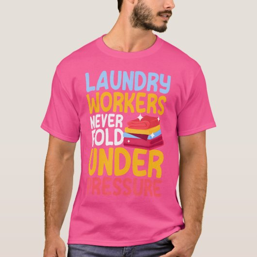 面白いランドリー作業員のリネン折りたたみ愛 Tシャツ (正面)