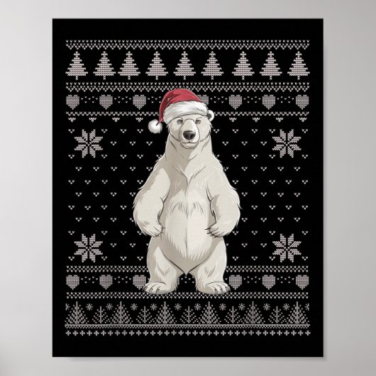 面白いラーベア クリスマスセーター サンタ クリスマス プレゼント ポスター (正面)