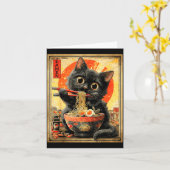 面白いラーメンねこ むぎ好き アニメ オタク カード (黄色い花)