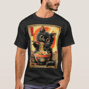 面白いラーメン猫ヌードルラバーアニメオタク Tシャツ