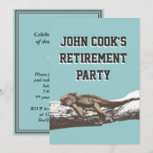 面白いリラックスしたイグアナの退職パーティー 招待状 (正面/裏面)