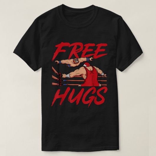 面白いレスラー フリーハグス スラムジョーク Tシャツ (デザイン正面)