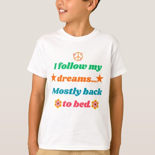 面白いレトロな名言 - 夢を追うけど大体戻ってくる Tシャツ (正面)
