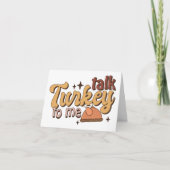 面白いレトロな感謝祭のデザイン「Talk Turkey to Me Funny Retro Than カード (正面)