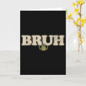 面白いレトロカエルの態度ミーム - Bruh Frog カード (黄色い花)