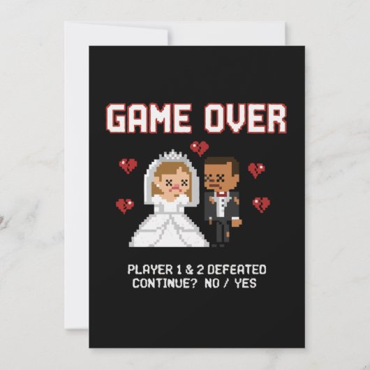 面白いレトロゲーマー結婚式「ゲームオーバー」ピクセルアート (裏面)