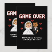 面白いレトロゲーマー結婚式「ゲームオーバー」ピクセルアート (正面/裏面)