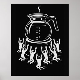 面白いレトロコーヒー - コーヒーを崇拝する ポスター