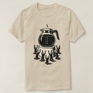 面白いレトロコーヒー - コーヒーを崇拝する Tシャツ